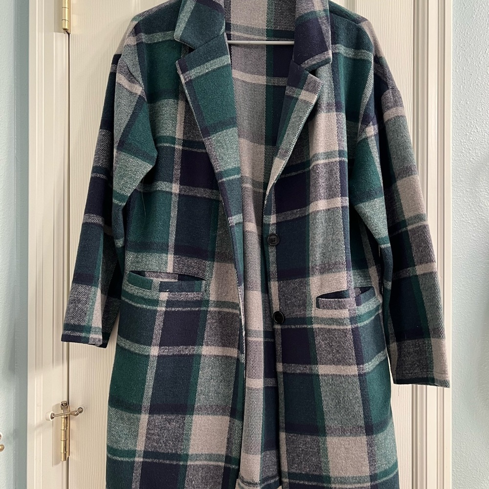 Green and Gray Plaid Jacket